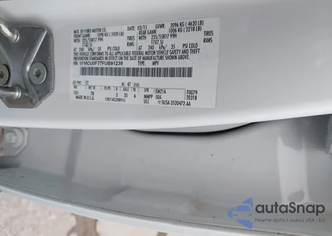 2015 Ford Escape S из США, поврежденный, VIN 1FMCU0F77FUB91239